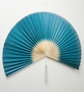 Ventilador de parede de bambu azul metálico