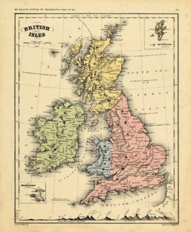 Mapa antigo das Ilhas Britânicas