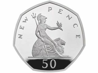 50p new pence Britannia design foto