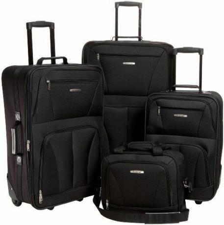 Conjunto de mala vertical Rockland Journey Softside, preto, 4 peças 