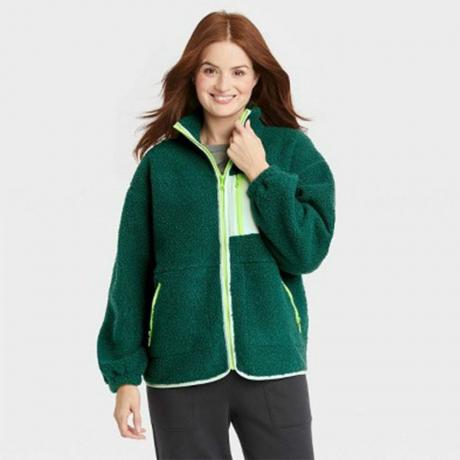 Jaqueta Sherpa Verde Feminina