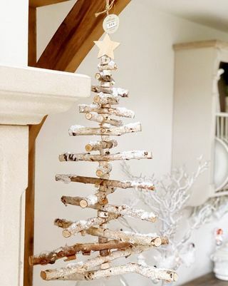 Árvore de Natal de escada de madeira de bétula real