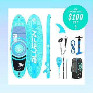 Kit de prancha de stand up paddle Bluefin SUP 10′8″ Aura FIT – Prancha de fitness e ioga