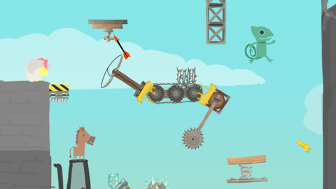  Uma captura de tela do Ultimate Chicken Horse, um jogo multiplayer louco de caos e diversão.