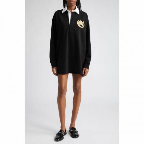 Stella McCartney Camisa de rugby de algodão com detalhes bordados metálicos grandes em 1000 preto na Nordstrom, tamanho GG