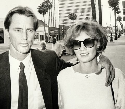 Sam Shepard e Jessica Lange durante a estréia de 'The Natural' em Los Angeles em 1984