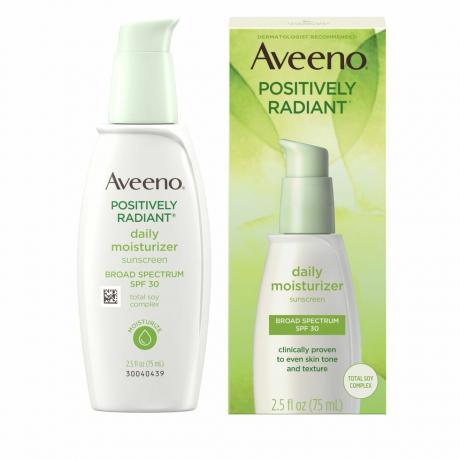 Aveeno Positively Radiant Hidratante Facial Diário com Complexo Total de Soja e Protetor Solar FPS 30 de Amplo Espectro, Oil-Free e Não Comedogênico, 2,5 fl. onças [1]