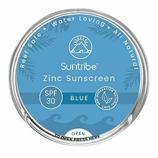 Suntribe Mineral Sports & Face Sunscreen - SPF 30 - All Natural - 100% Zinco - Reef Safe - 4 Ingredientes - Resistente à água (45 g) (Azul)