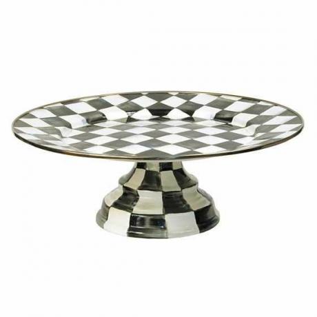 Bandeja de pedestal de esmalte Courtly Check