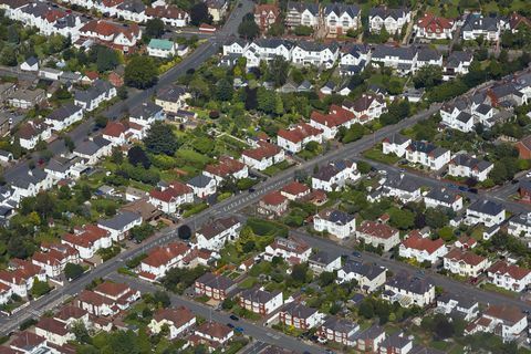 Vista aérea da habitação de Cardiff, país de Gales