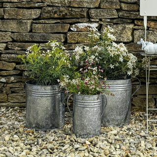 Conjunto de 3 Plantadores de Aço Galvanizado