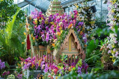 Kew Gardens 2018 festival de orquídeas: o palácio Bang Pa-In flutuante composto por mais de 600 orquídeas