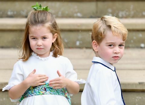 Príncipe George e princesa Charlotte no casamento da princesa Eugenie e Jack Brooksbank