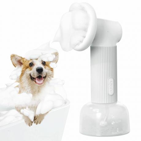 Escova de banho para cães com espuma automática
