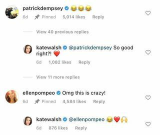 Os fãs de 'grey’s anatomy' ficam chocados após a troca de instagram de kate walsh e patrick dempsey