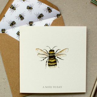 Conjunto de papelaria Bumble Bee finalizado à mão Conjunto de escrita de cartas projetado com carteira de papelaria opcional por CottageRts lindo presente de aniversário