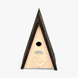 Casa para pássaros Triângulo de frutas caídas, certificado pelo FSC (madeira de pinho), preto natural