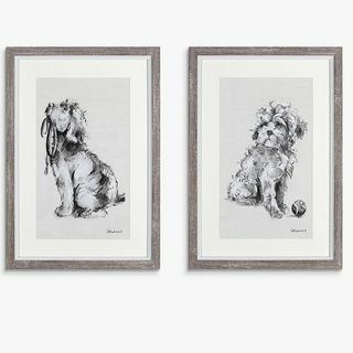 Gracie Tapner - Fetch Doggy Framed Print & Mount, Conjunto de 2, 33 x 23cm, BrancoPreto