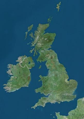 Ilhas britânicas, foto de imagem de satélite em cores naturais