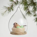 Ninho de pássaro em ornamento de vidro Cloche