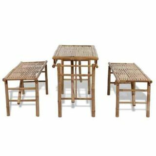 Conjunto de mesa de jardim de bambu